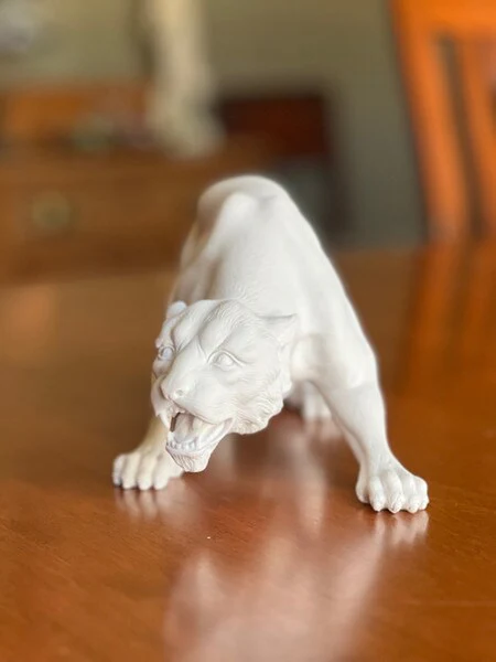 Crouching Panther Marble Statue - Image 4